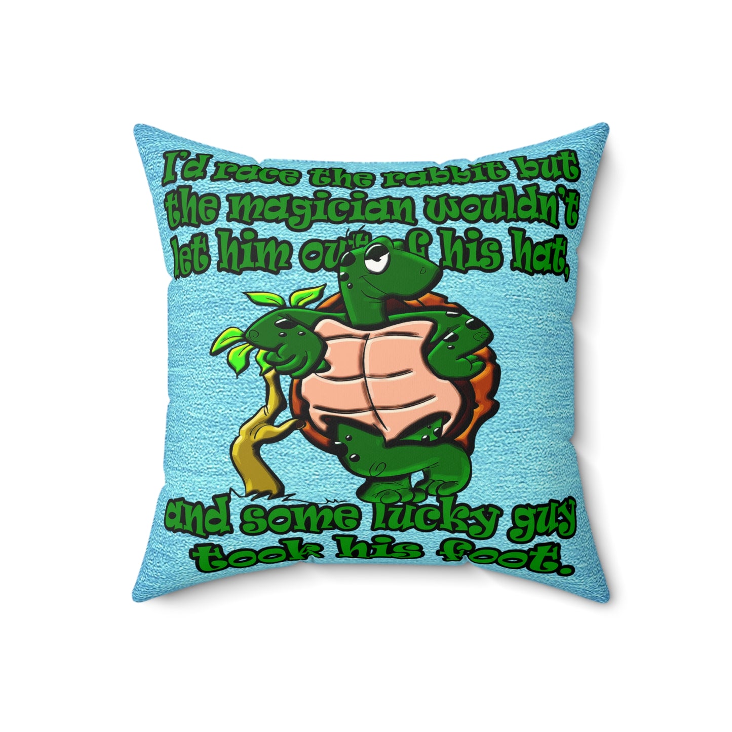 turtle race - Faux Suede Square Pillow - (faded dark blue)