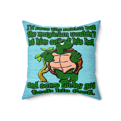 turtle race - Faux Suede Square Pillow - (faded dark blue)