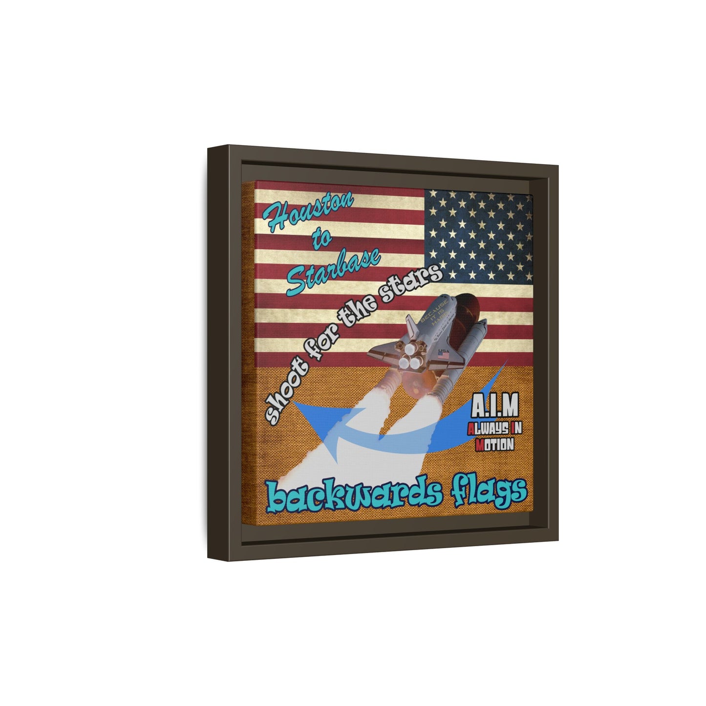 shoot for the stars - framed canvas art (brown papyrus)