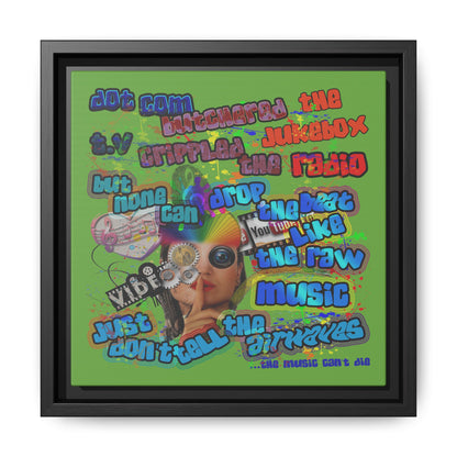 drop the beat - framed canvas art (green)
