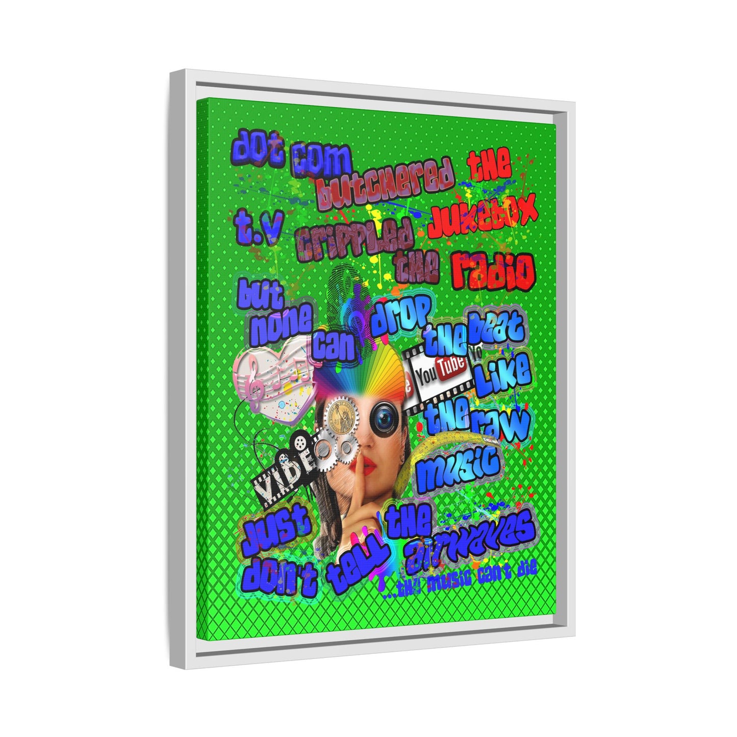 drop the beat - framed canvas art (logo green)