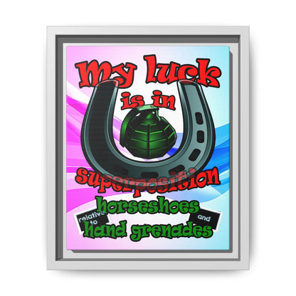 my luck - framed canvas art (light blue-pink wave)