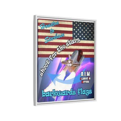 shoot for the stars - framed canvas art (grey-pink wave)
