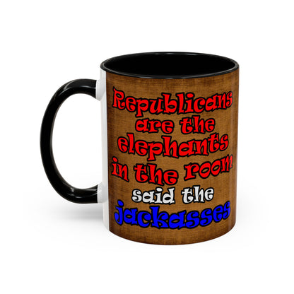 donkeys and elephants - Accent Mug (brown papyrus)