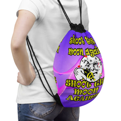 shoot the moon again - Drawstring Bag (purple-pink wave)