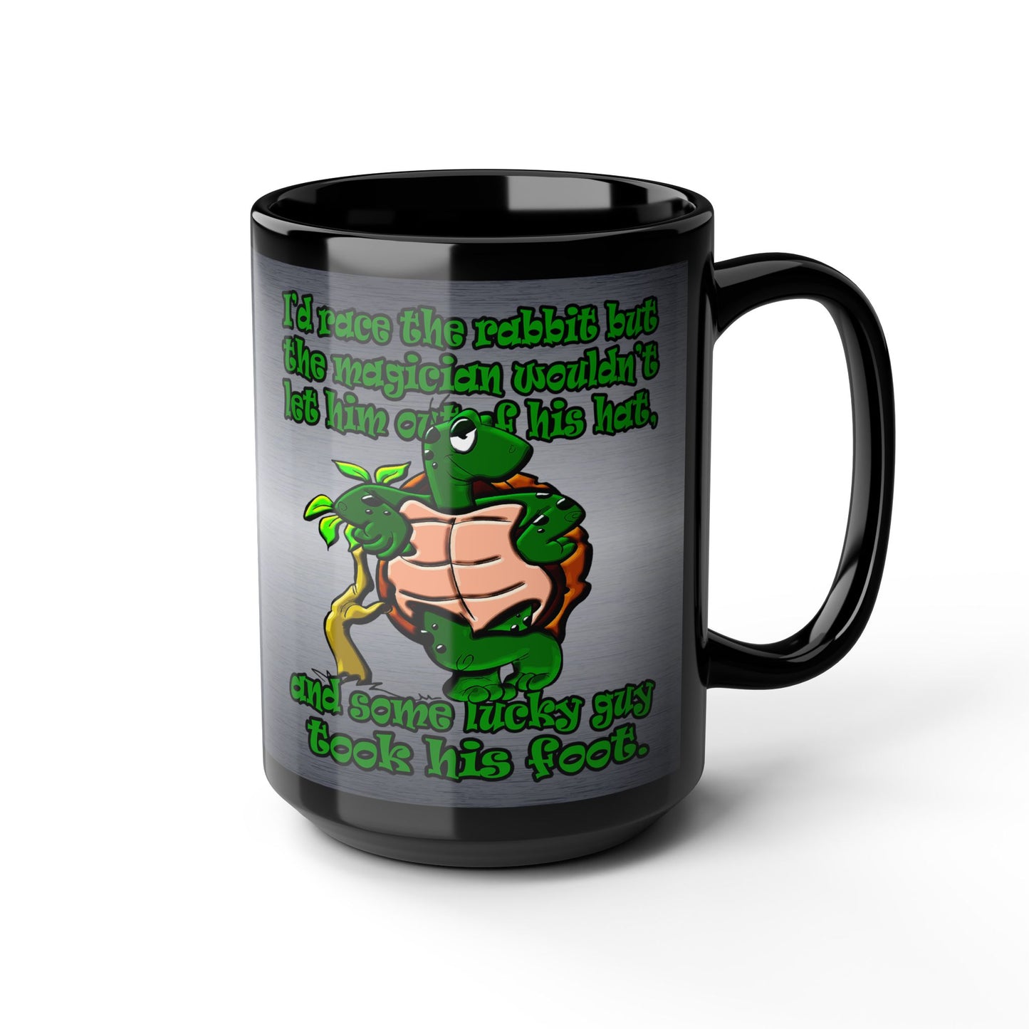 turtle race - Black Mug (brushed nickel)