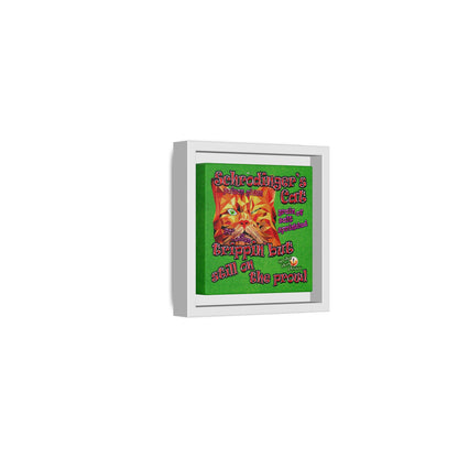 schrodinger's cat - framed canvas art (green turf)
