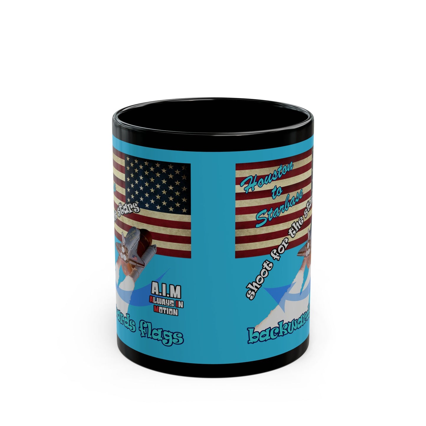 shoot for the stars - Black Mug (turquoise)