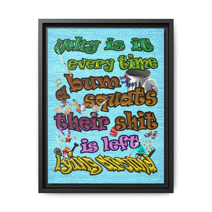the bum's shit - framed canvas art (faded blue)