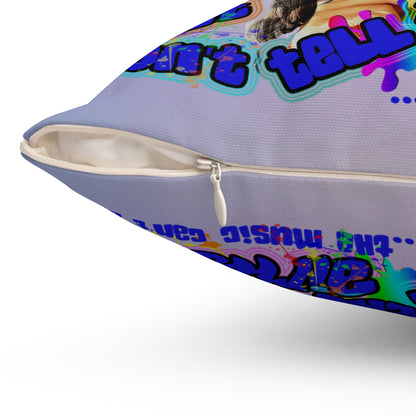 drop the beat - Spun Polyester Square Pillow - (light blue-pink wave)