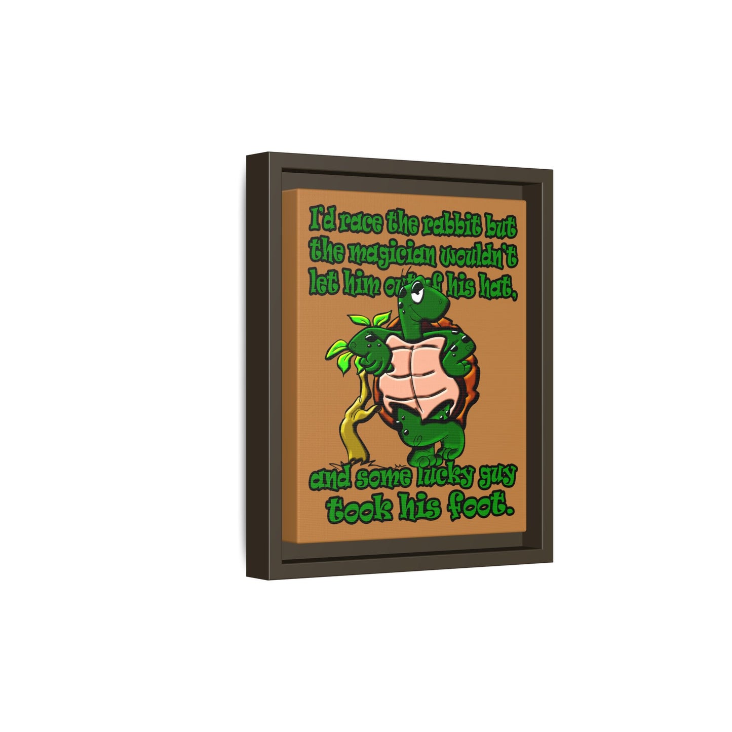 turtle race - framed canvas art (light brown)