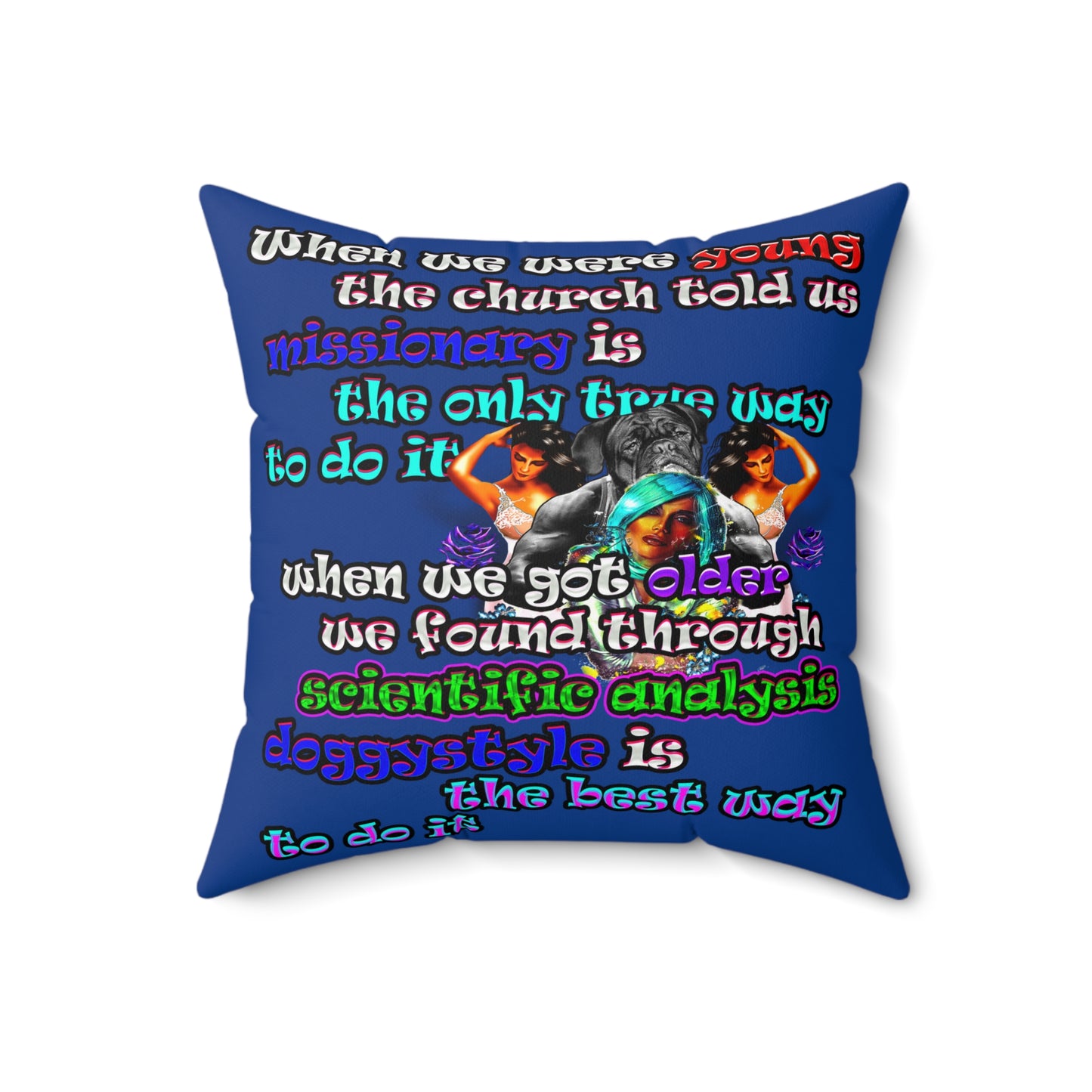 doggystyle - Spun Polyester Square Pillow - (dark blue)