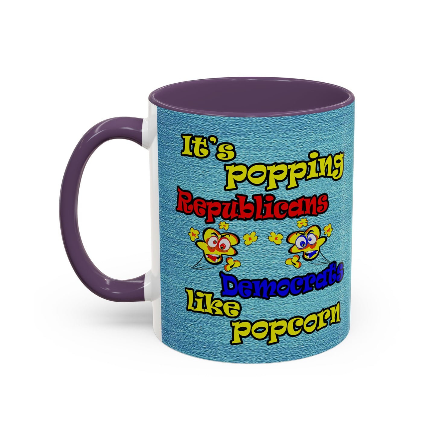 popping like popcorn - Accent Mug (faded dark blue)