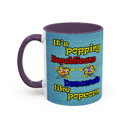 popping like popcorn - Accent Mug (faded dark blue)