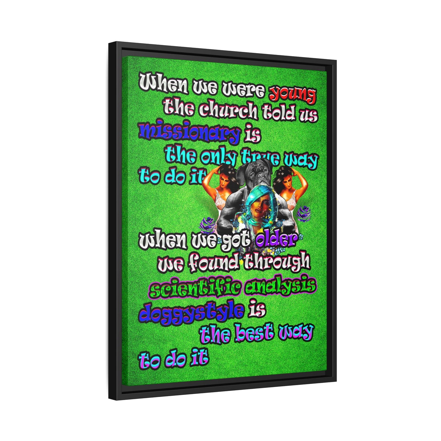 doggystyle - framed canvas art (green turf)