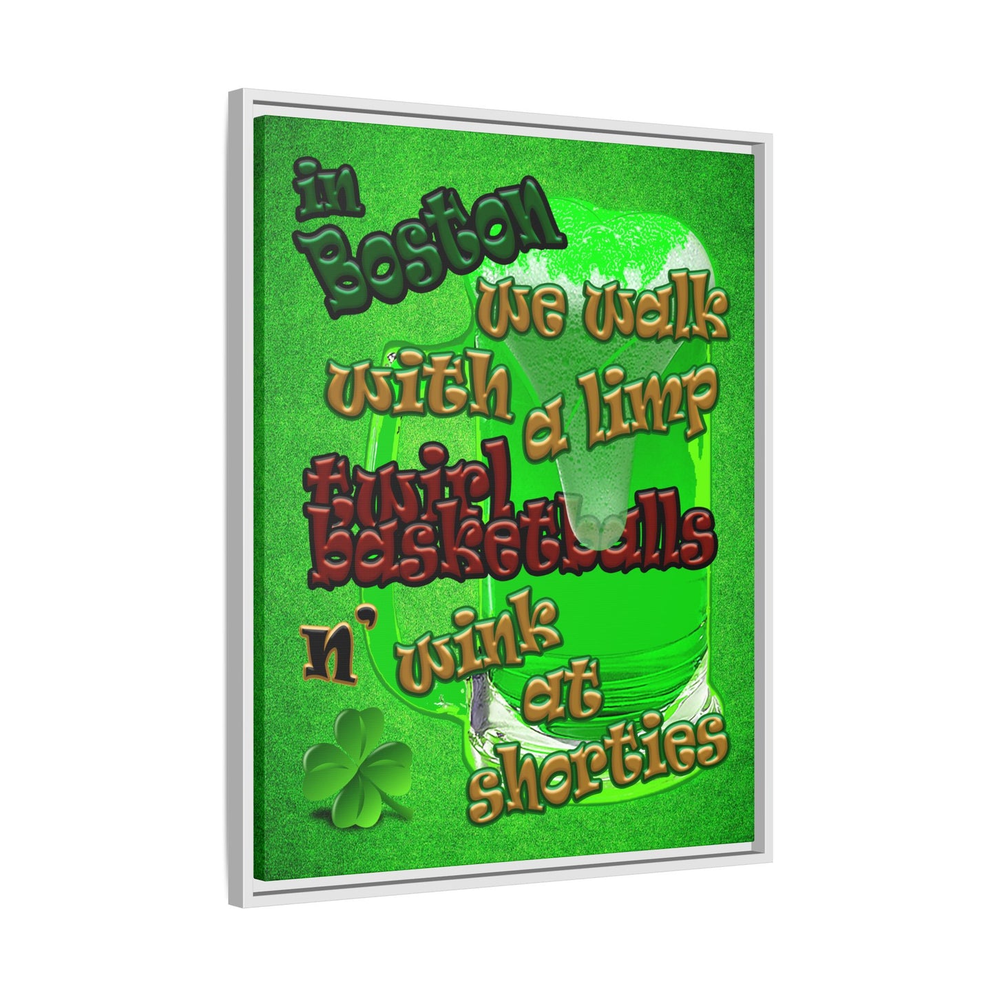 celtics logo - framed canvas art (green turf)