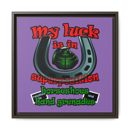 my luck - framed canvas art (light purple)