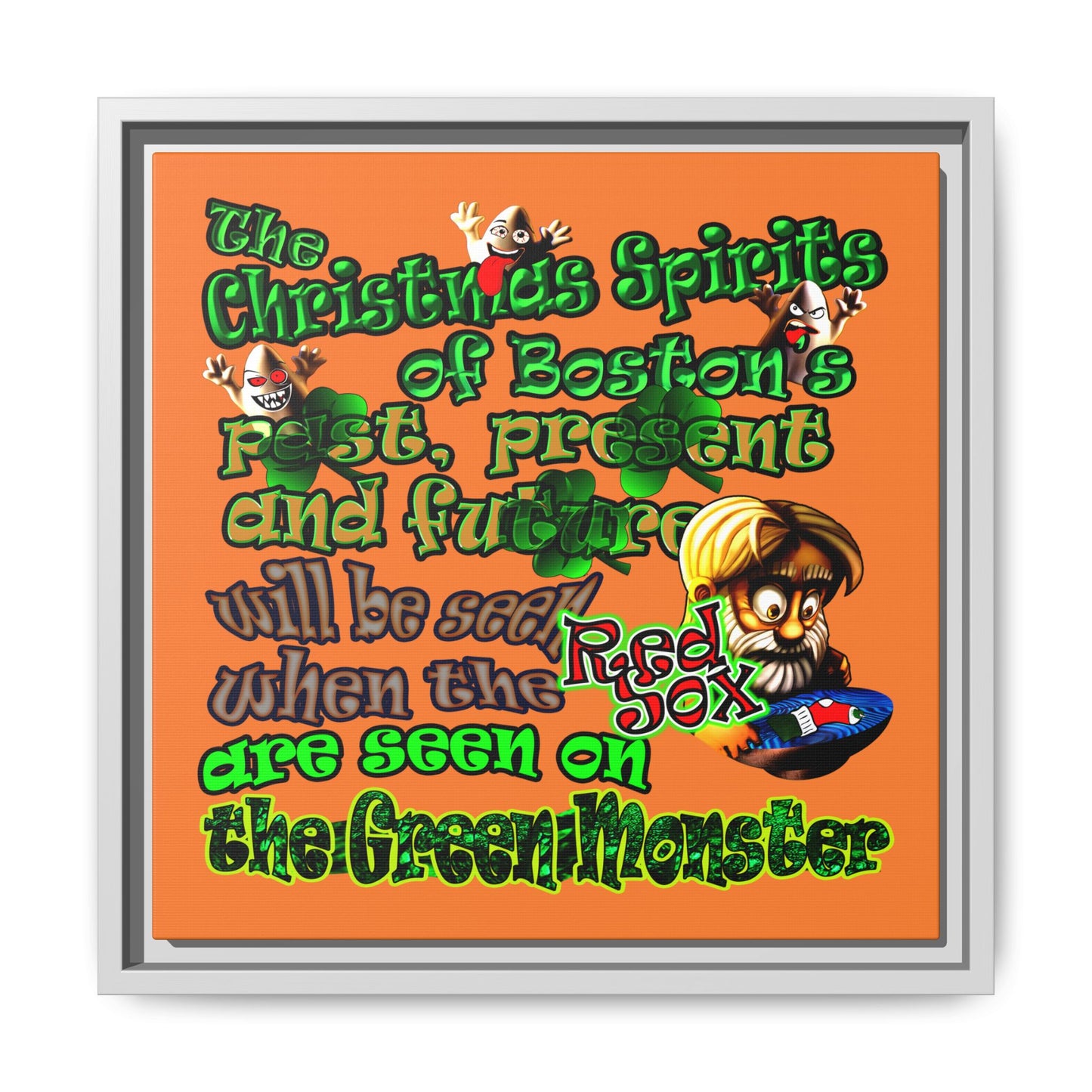 christmas spirits of boston - framed canvas art (crusta)