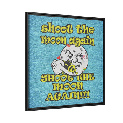 shoot the moon again - framed canvas art (faded blue)