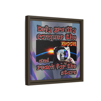 defy conquer reach - framed canvas art (grey-pink wave)