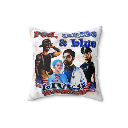rw&b lives matter - Spun Polyester Square Pillow - (white marble)