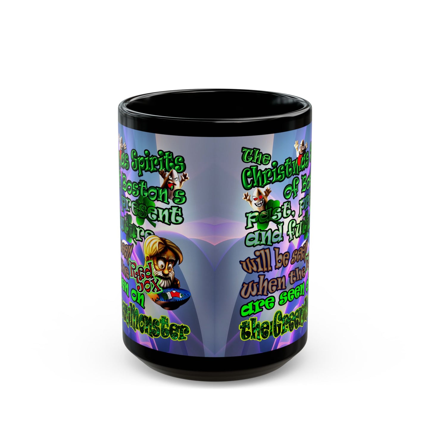 christmas spirits of boston - Black Mug (grey-pink wave)