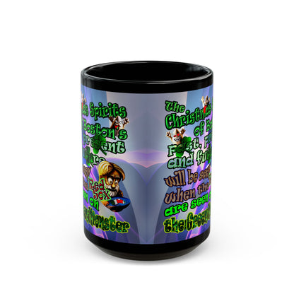 christmas spirits of boston - Black Mug (grey-pink wave)