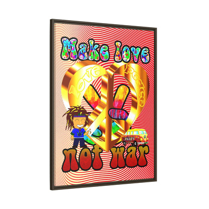 love peace - framed canvas art (yellow-orange wave)