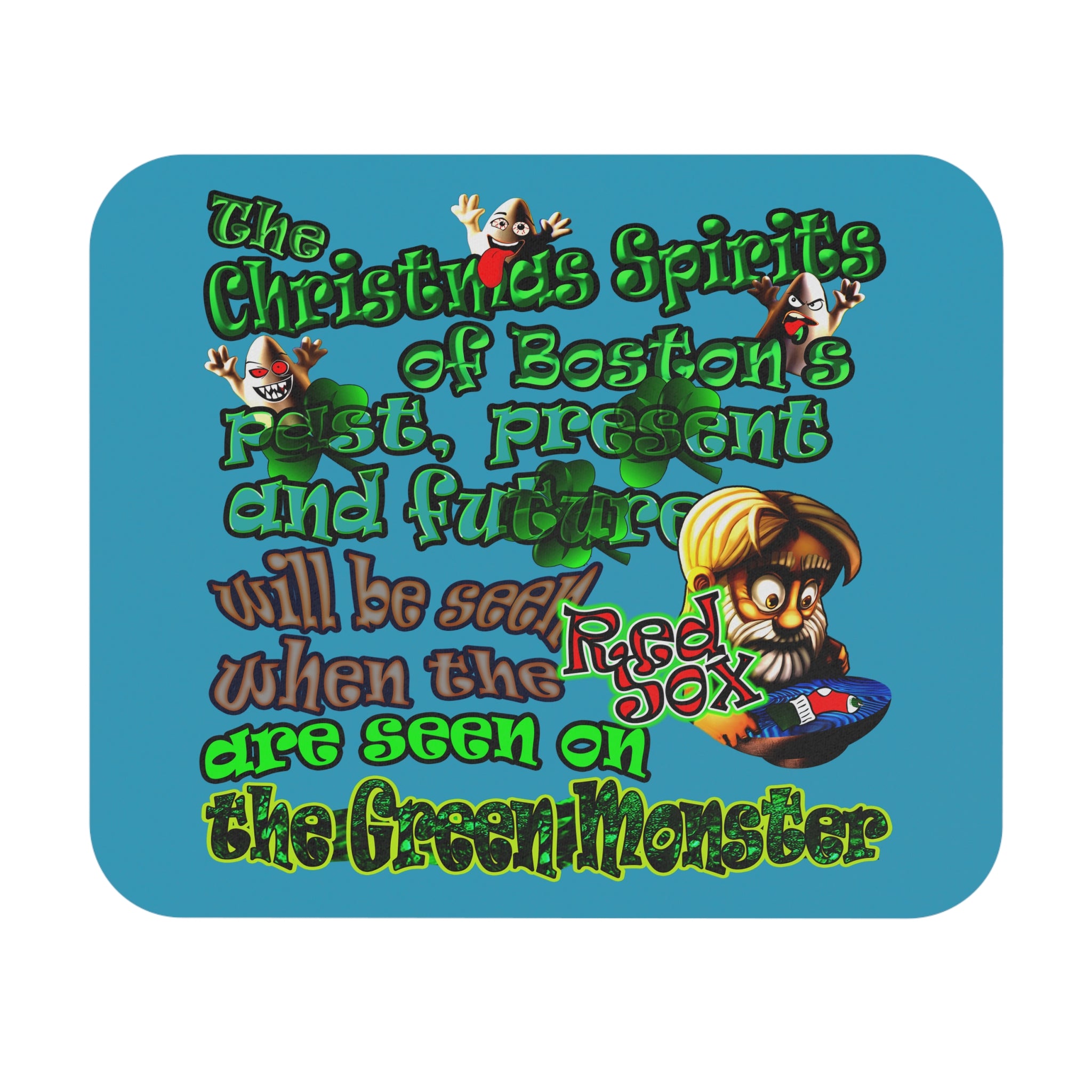 christmas spirits of boston - Mouse Pad (Rectangle) (turquoise)