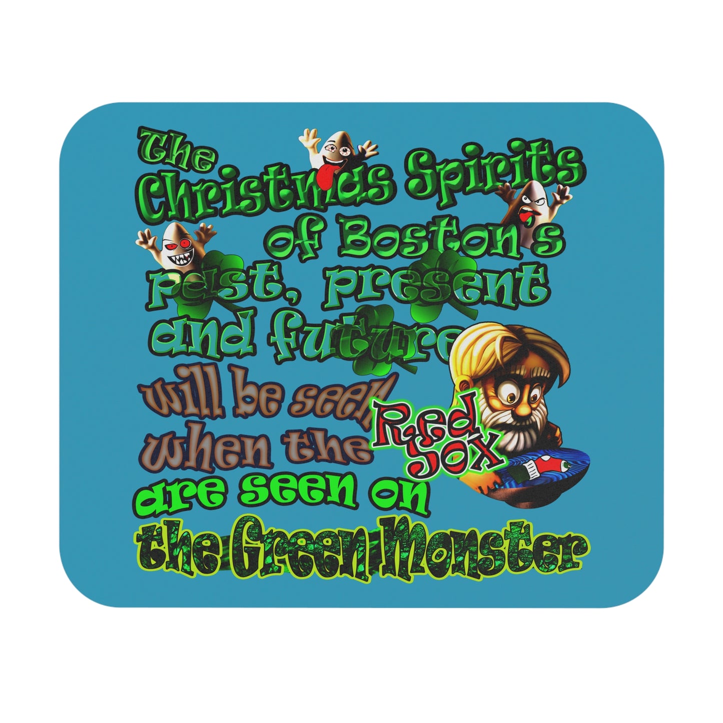 christmas spirits of boston - Mouse Pad (Rectangle) (turquoise)