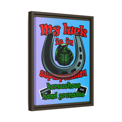 my luck - framed canvas art (light blue-purple wave)