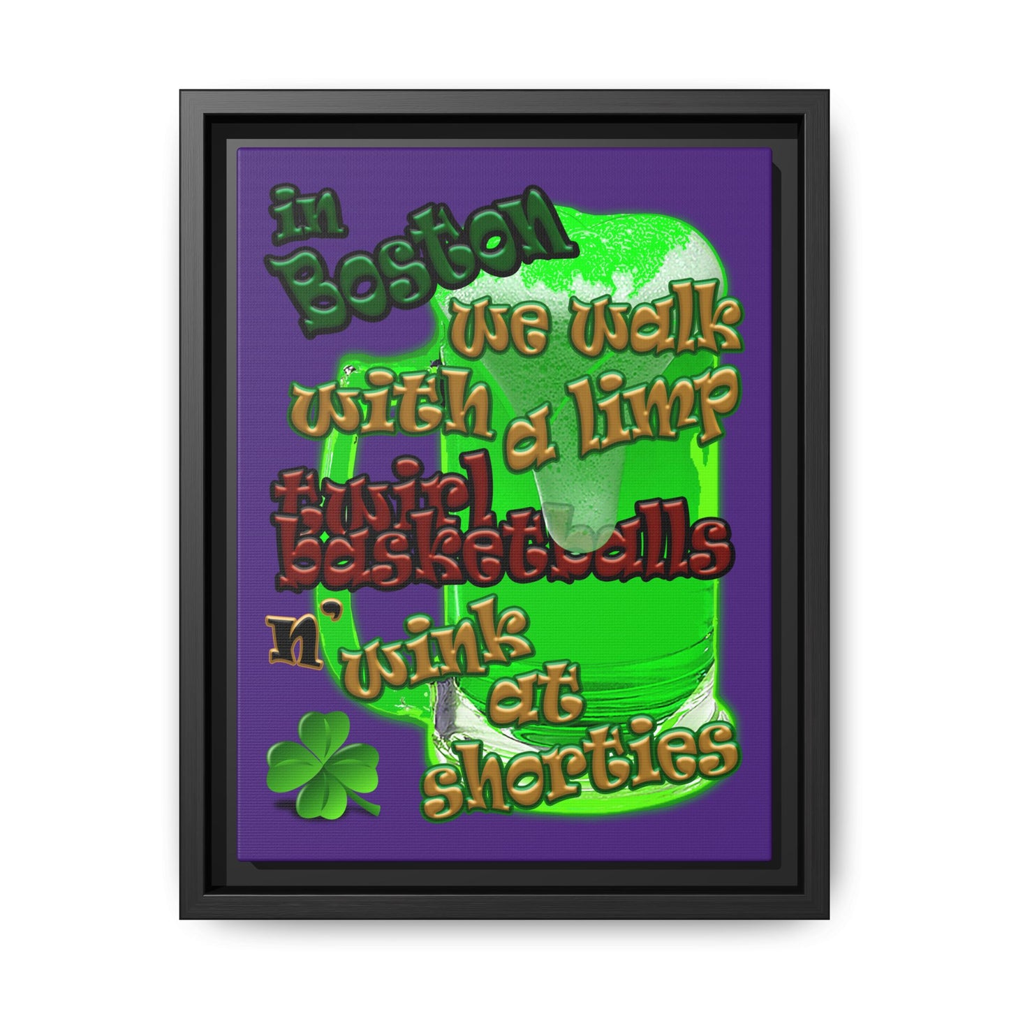 celtics logo - framed canvas art (purple)