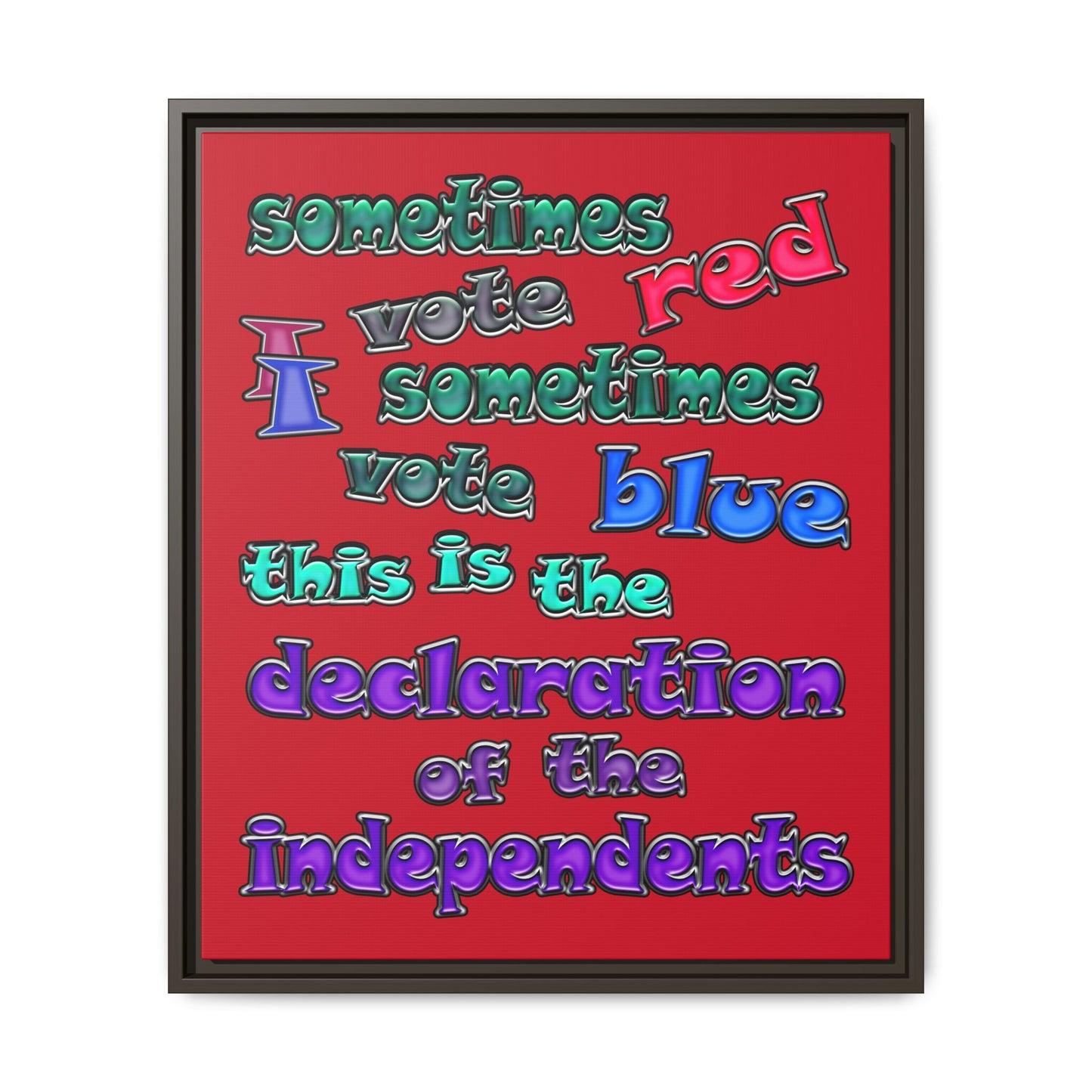 declaration of the independents - framed canvas art (dark red)