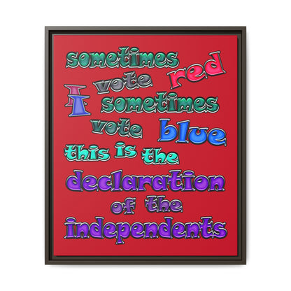 declaration of the independents - framed canvas art (dark red)