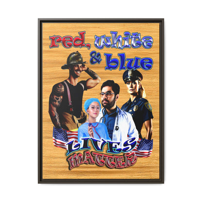 rw&b lives matter - framed canvas art (butterscotch wood finish)