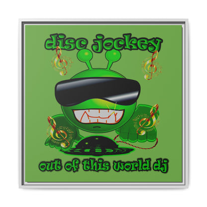 disc jockey - framed canvas art (green)