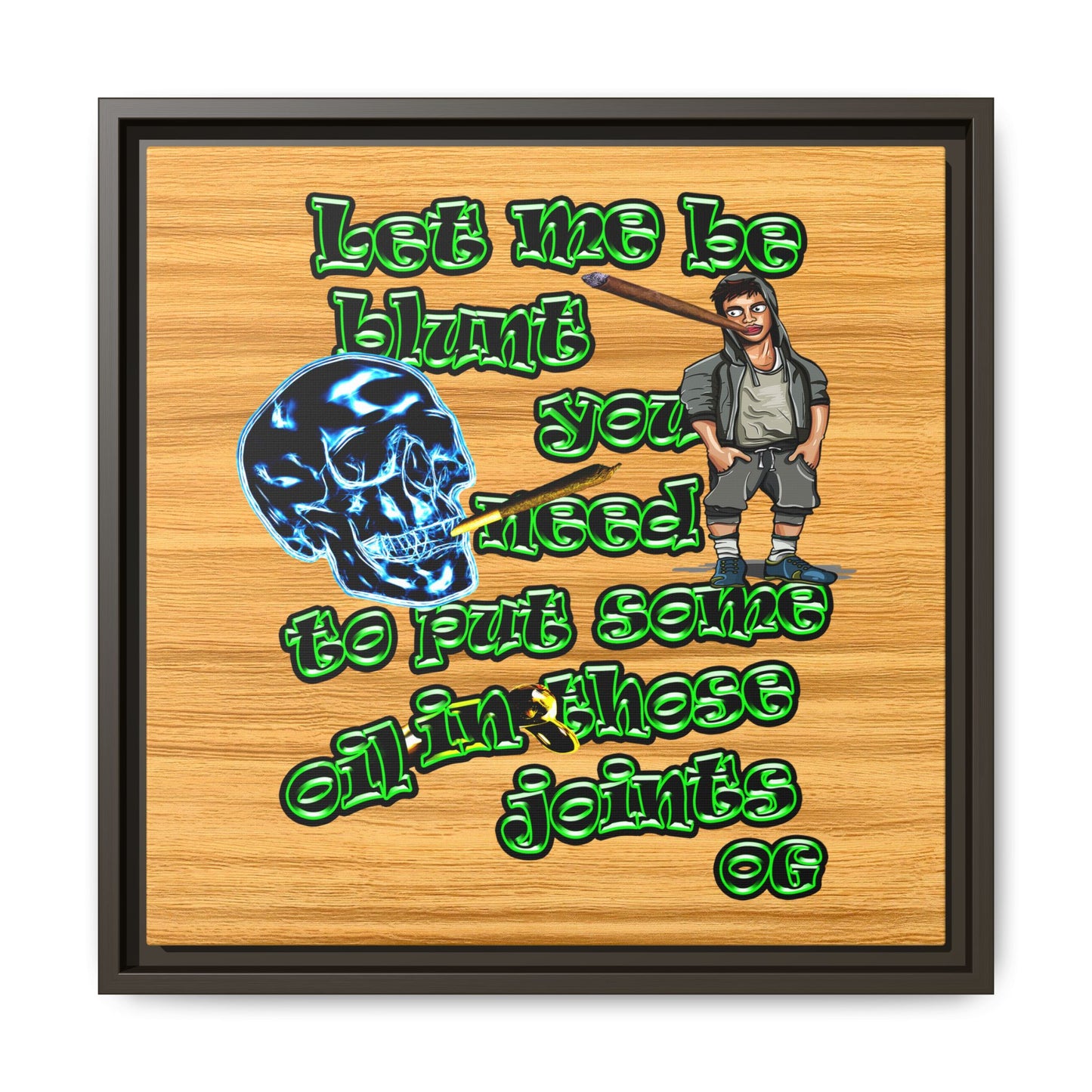 og - framed canvas art (butterscotch wood finish)