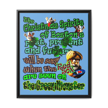 christmas spirits of boston - framed canvas art (light blue)