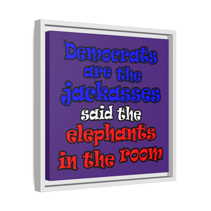 donkeys and elephants - framed canvas art (purple)