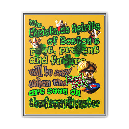 christmas spirits of boston - framed canvas art (yellow)