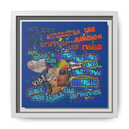 drop the beat - framed canvas art (dark blue)