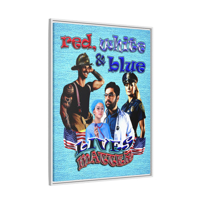 rw&b lives matter - framed canvas art (faded blue)