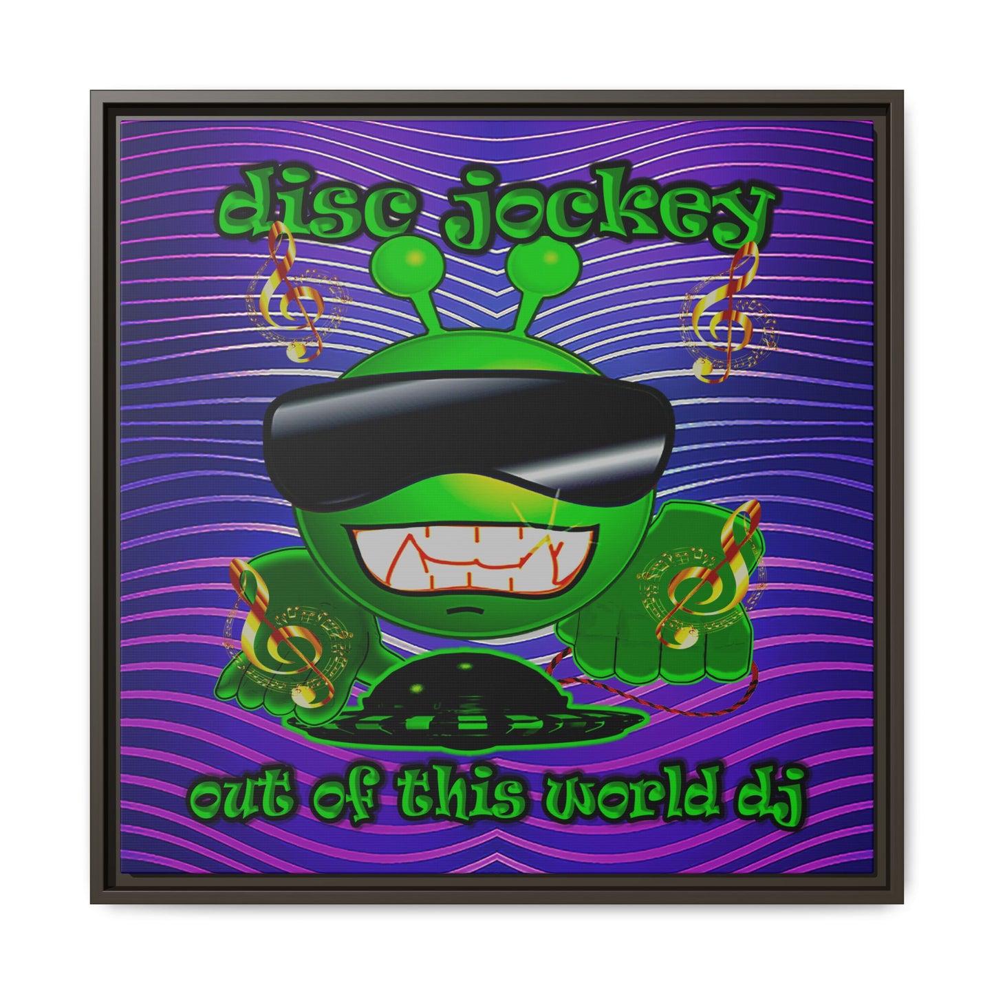 disc jockey - framed canvas art (purple wave)