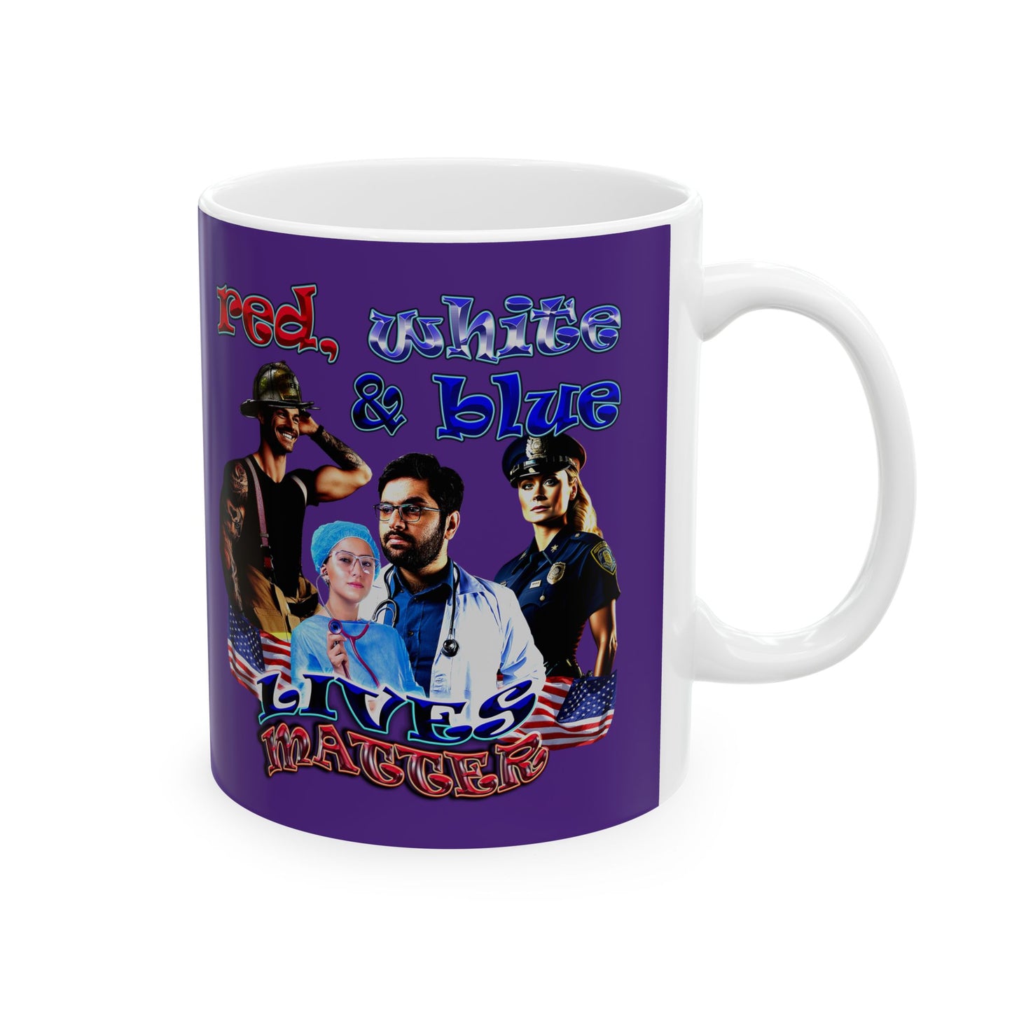 rw&b lives matter - White Mug (purple)