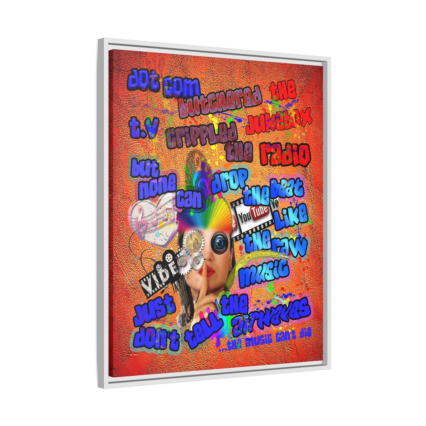 drop the beat - framed canvas art (burnt orange)