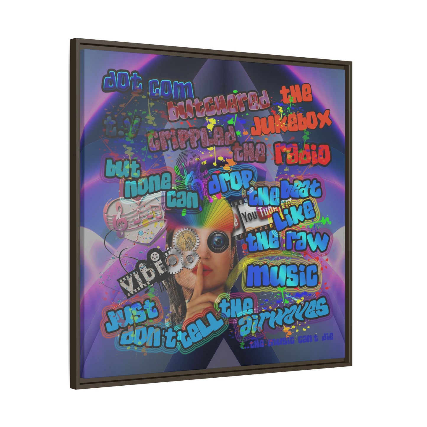 drop the beat - framed canvas art (grey-pink wave)