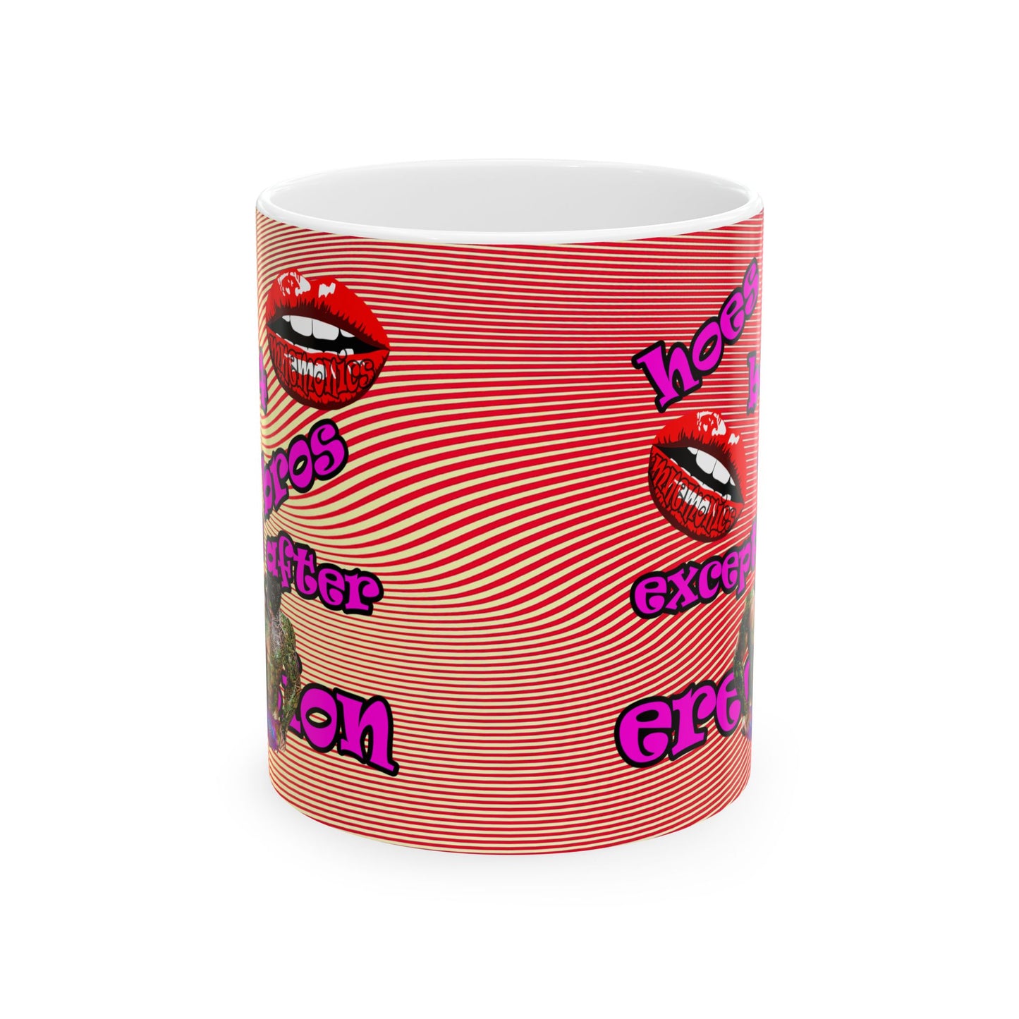 hoes b4 bros - White Mug (yellow-orange wave)