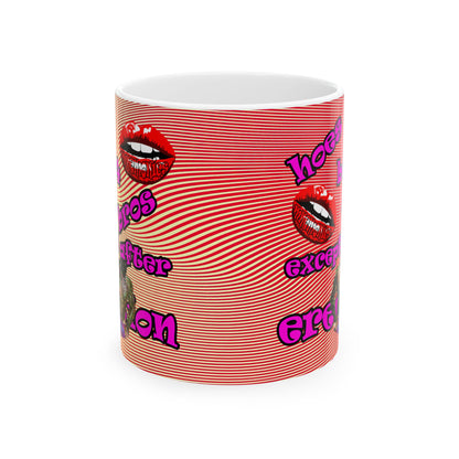 hoes b4 bros - White Mug (yellow-orange wave)