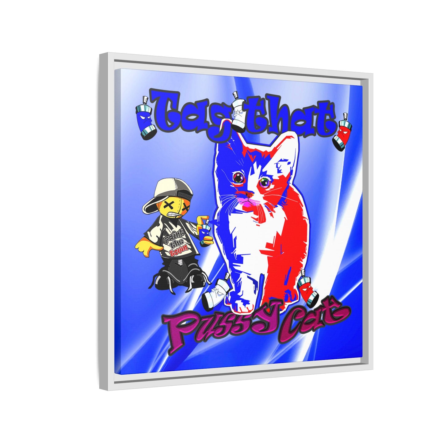 tag that - framed canvas art (blue-white wave)
