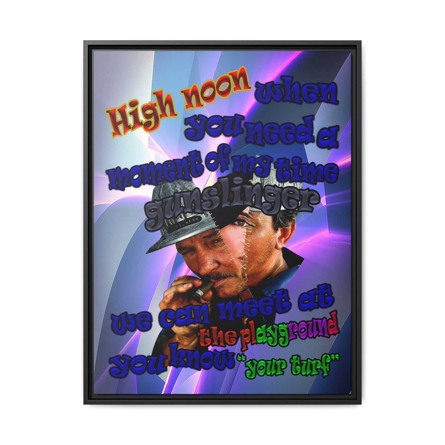 high noon - framed canvas art (grey-pink wave)